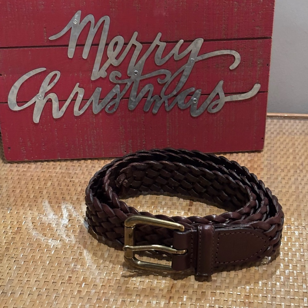 Ralph Lauren brown braided leather belt size 36 NWT!